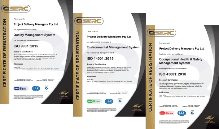 ISO 9001, ISO 45001 and ISO 14001 certification marks
