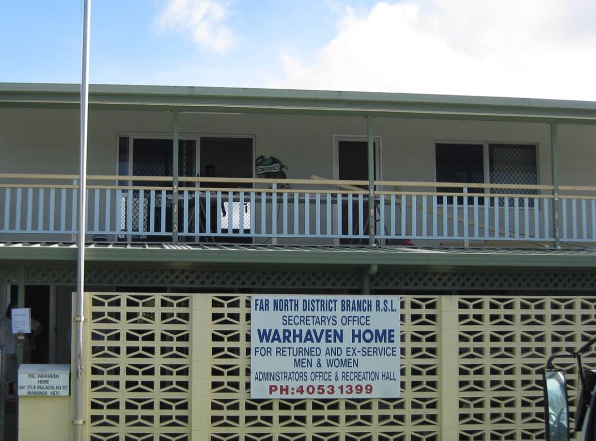 The Warhaven Home building in Cairns, with its RSL Far North District Branch sign